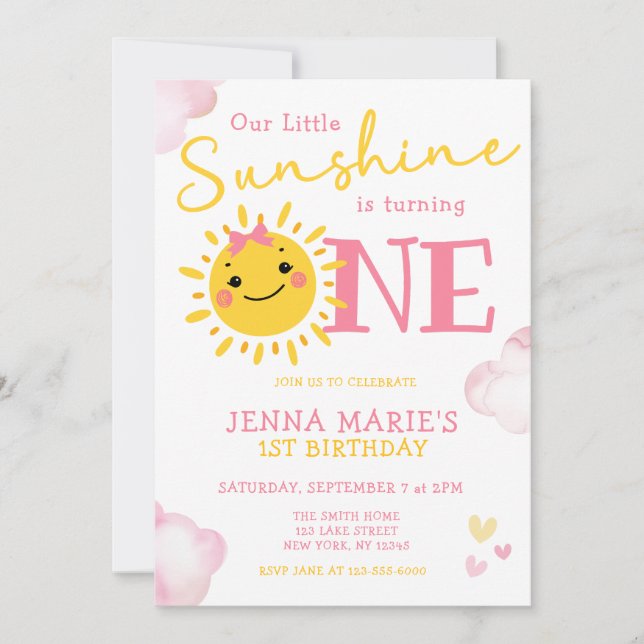 INVITACIÓN NUESTRO PEQUEÑO SOL SE ESTÁ VOLVIENDO UNO (Anverso)