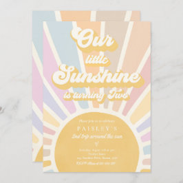 Invitación Nuestro pequeño sol Segundo cumpleaños Fiesta Retr