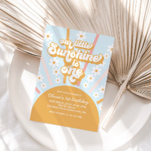 Invitación Nuestro Pequeño Sunshine boho floral primer cumple