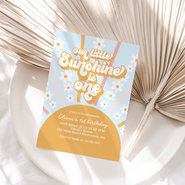 Invitación Nuestro Pequeño Sunshine boho floral primer cumple (Subido por el creador)