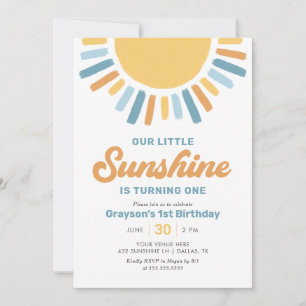 Invitación Nuestro pequeño Sunshine Boy primer cumpleaños