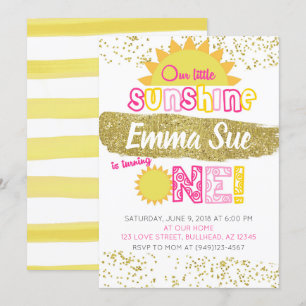 Invitación Nuestro Pequeño Sunshine First Birday