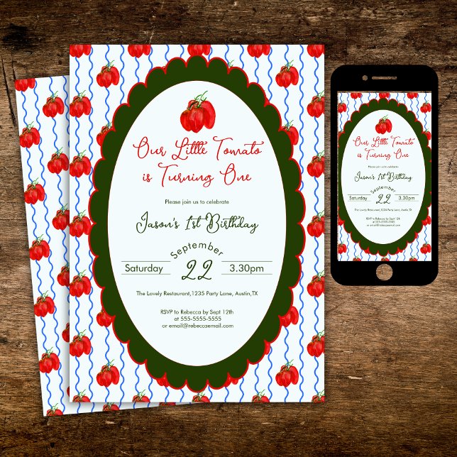 Invitación Nuestro pequeño tomate se está volviendo un primer (Subido por el creador)