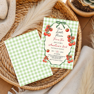 Invitación Nuestro pequeño Tomato Red Gingham cumple dos años