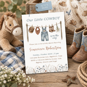Invitación Nuestro Pequeño Vaquero Fiesta de Bebé Vintage Wes
