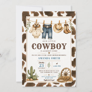 Invitación Nuestro pequeño vaquero ropa tendida Fiesta de beb