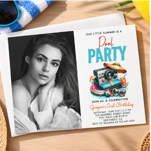 Invitación nuestro pequeño verano es fiesta de piscina cumple