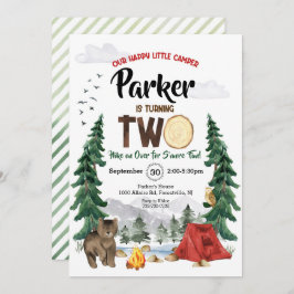 Invitación Nuestro pequeño y feliz Camper es dos cumpleaños d