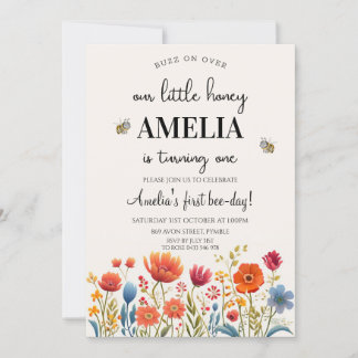 Invitación Nuestro primer cumpleaños de la pequeña miel