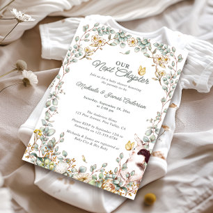Invitación Nuestro próximo capítulo: Baby Shower de cuento de
