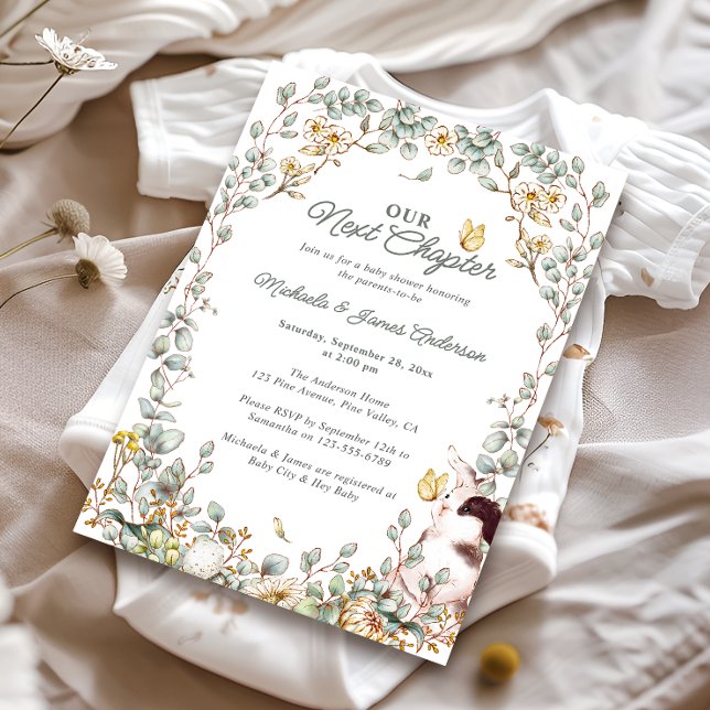 Invitación Nuestro próximo capítulo: Baby Shower de cuento de (Subido por el creador)