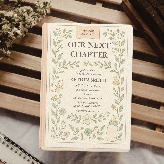Invitación Nuestro próximo capítulo: Baby Shower de cuento de (Our next chapter, Storybook Baby Shower Invitation, Fairytale, Girl's Baby Shower Invite)