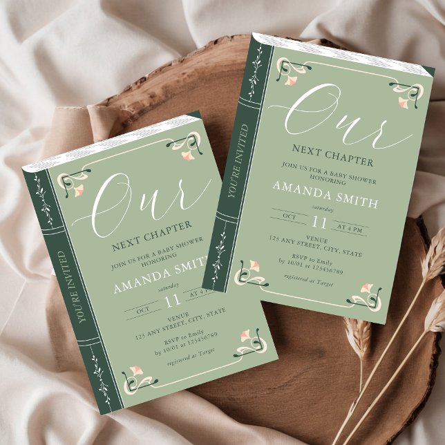 Invitación Nuestro próximo capítulo: Baby Shower de cuento de (Subido por el creador)