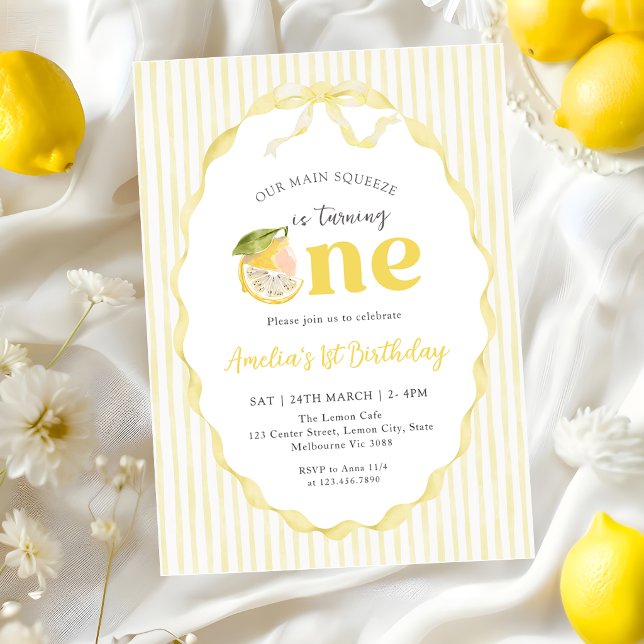 Invitación Nuestro Squeeze Lemon Citrus cumpleaños 1 (Subido por el creador)