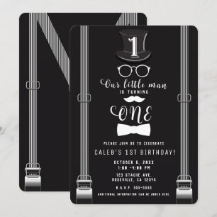 Invitación Nuestros tirantes Man Hipster pequeños Cumpleaños 