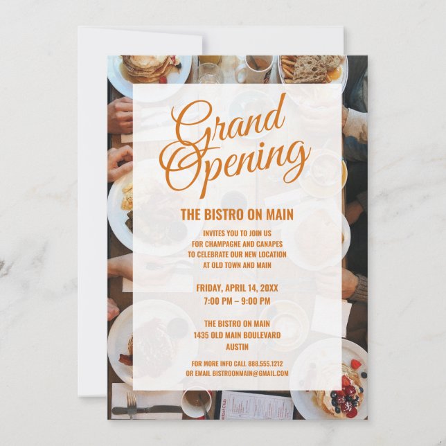 Invitación Nueva apertura de restaurante| Bistro (Anverso)