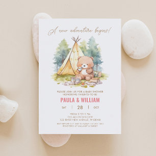 Invitación Nueva aventura feliz Camper Baby Shower Invite