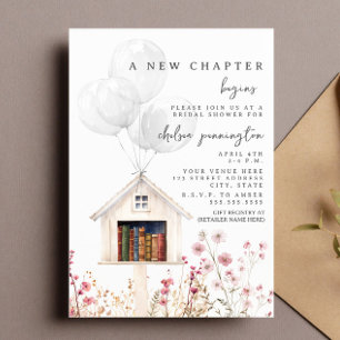 Invitación Nueva Capitulo Floral Mini Biblioteca para Despedi
