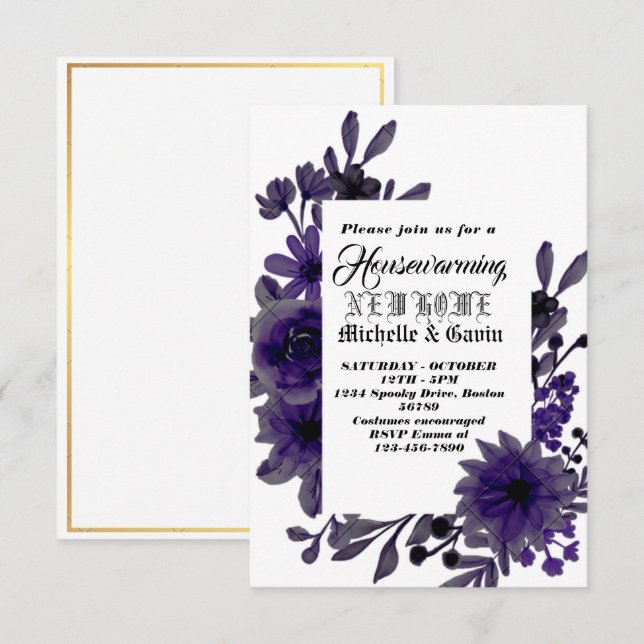 Invitación Nueva casa moderna fiesta de inauguración otoño (Anverso / Reverso)