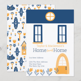 Invitación Nueva dirección de casa Hygge Casa Azul Amarilla