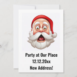 Invitación Nueva dirección de Santa Claus Fiesta de Navidad