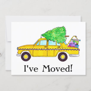 Invitación Nueva dirección: Navidades de taxi amarillo