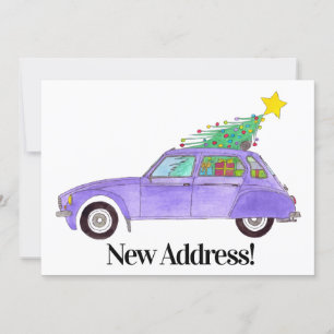 Invitación Nueva dirección Purple Car con regalos