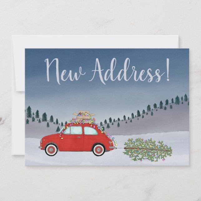 Invitación Nueva dirección Red Fiat 500 con árbol de Navidad (Anverso)