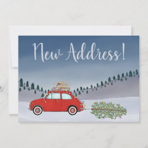 Invitación Nueva dirección Red Fiat 500 con árbol de Navidad