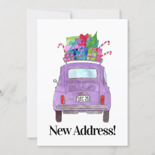 Invitación Nueva dirección Retro Fiat 500 con regalos