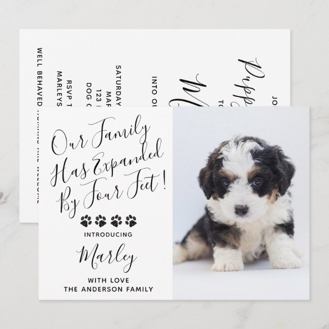 Invitación Nueva ducha de cachorros de perro Mascota (Anverso / Reverso)