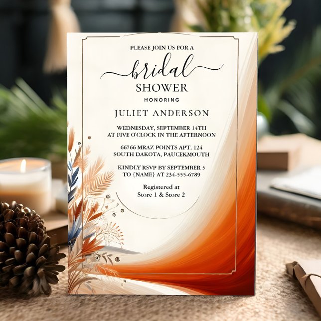 Invitación Nueva ducha de novia rústica Otoño Ombre Brown (Subido por el creador)