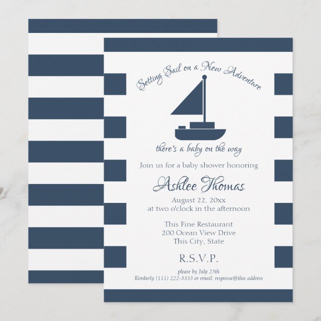 Invitación Nueva Ducha Náutica De Aventura (Anverso / Reverso)