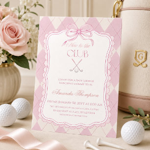 Invitación Nueva en el Club Pink Golf Baby Shower
