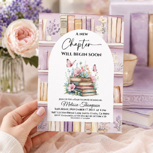 Invitación Nueva Etapa Poetcore Rosa Niña Libro Baby Shower