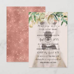 Invitación Nueva foto de perro mascota  Flores Rosa Dorada Ch