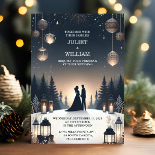 Invitación Nueva ola de selva rústica nevó brillante boda de