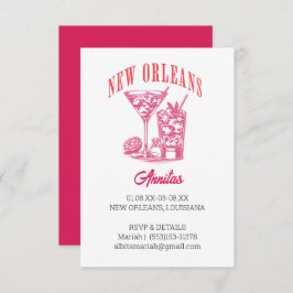 Invitación nueva orleans bachelorette retro rosa