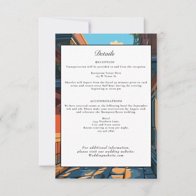 Invitación Nueva Orleans Louisiana Boda Detalles retro (Anverso)