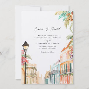 Invitación Nueva Orleans Luisiana NOLA Acuarela