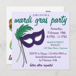 Invitación Nueva Orleans Mardi Gras Masquerade Mask Ball Fies
