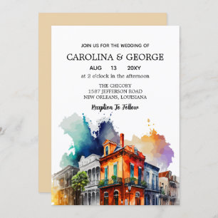 Invitación Nueva Orleans Nola Louisiana - Acuarela