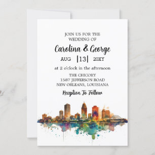 Invitación Nueva Orleans Nola Louisiana - acuarela Boda
