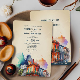 Invitación Nueva Orleans Nola Louisiana - Boda de acuarela