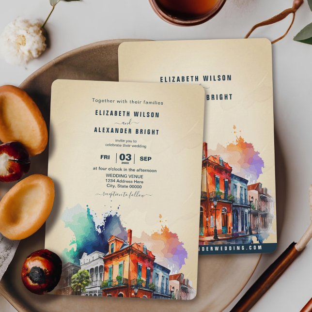 Invitación Nueva Orleans Nola Louisiana - Boda de acuarela (Subido por el creador)
