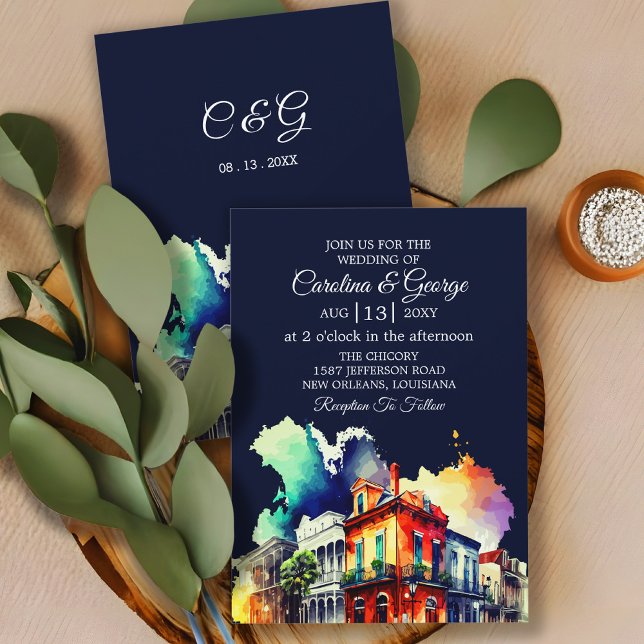 Invitación Nueva Orleans Nola Louisiana - Boda de acuarela (Subido por el creador)