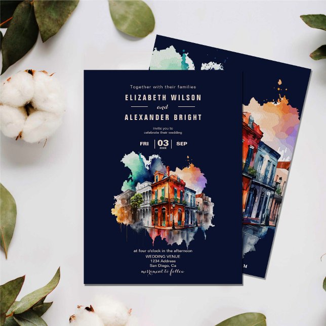 Invitación Nueva Orleans Nola Louisiana - Boda de acuarela (Subido por el creador)