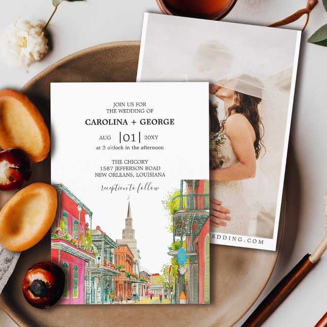 Invitación Nueva Orleans Nola Louisiana - Boda de acuarela I (Subido por el creador)