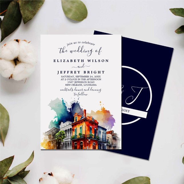 Invitación Nueva Orleans Nola Louisiana Watercolor Boda (Subido por el creador)