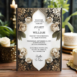Invitación Nueva Ornate Retro Árabe Exótico Negrita Damask We